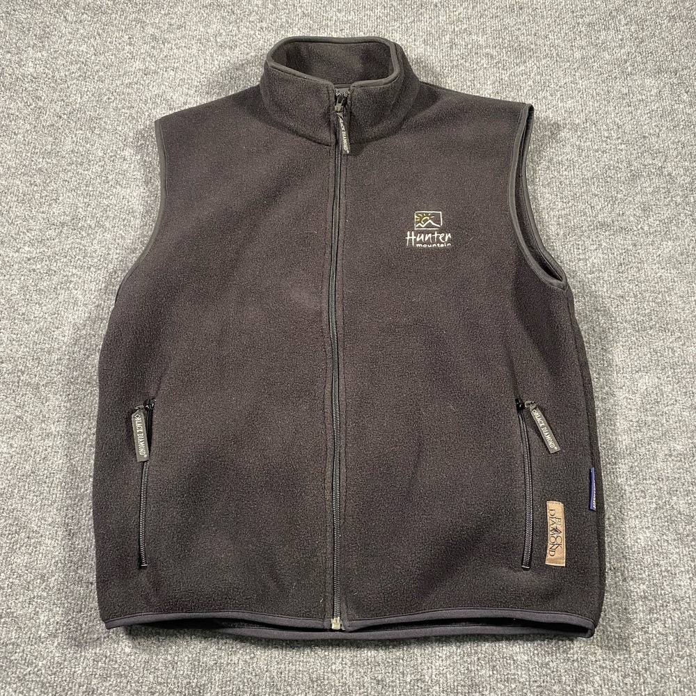 Black Diamond Mens Medium Full Zip Fleece Vest Malden Mills Polar Fleece